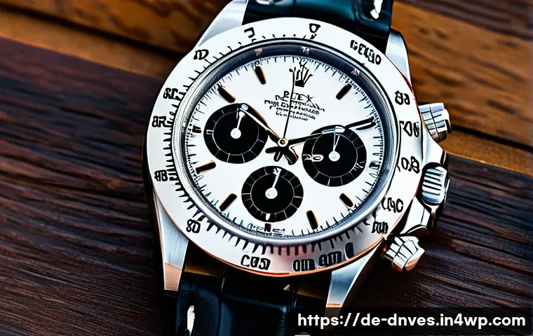 명품 시계 수집품의 투자 가치 분석 - A luxurious close-up shot of a limited edition Rolex Daytona Paul Newman wristwatch resting elegantl...