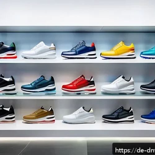 Home 17 수집품 투자와 경제적 트렌드의 연결고리 - A sleek, modern display of limited edition sneakers in a high-end boutique setting, featuring a vari...