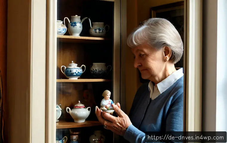 수집품에 대한 심리적 가치 이해하기 - Photorealistic warm home study scene illustrating the emotional value of collecting: an older German...